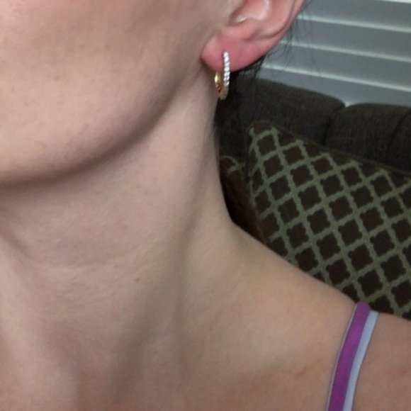 Timeless 14K Yellow Gold Diamond Accent Earrings - Picture 3 of 4